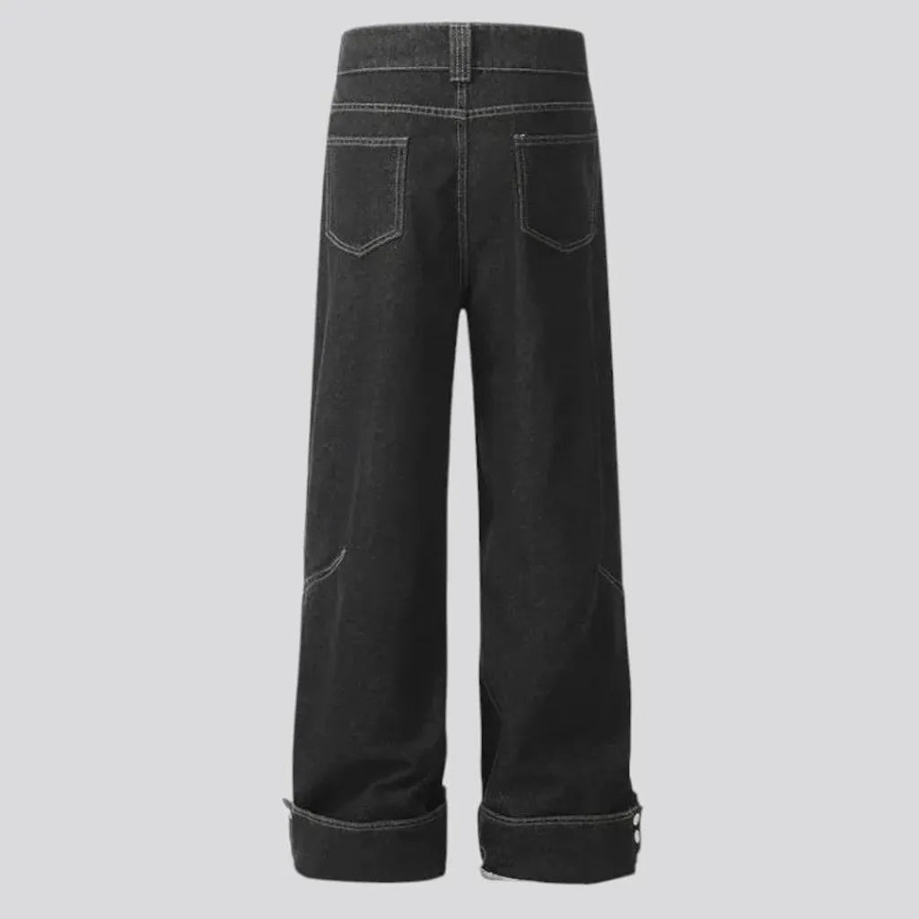 Stylish baggy fit monochrome men's jeans