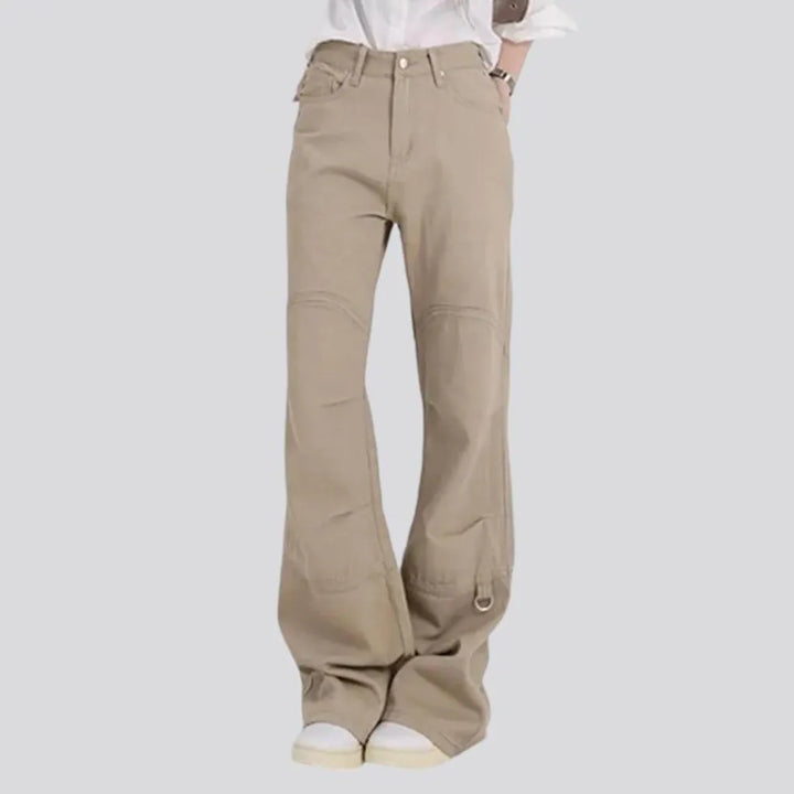 Mid-waist color women's jean pants