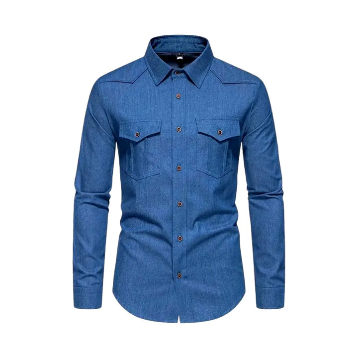 Lightweight Average Pattern Men's Jean Shirt - Blue