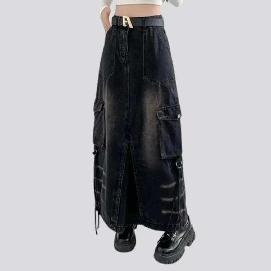 High-waist jeans skirt