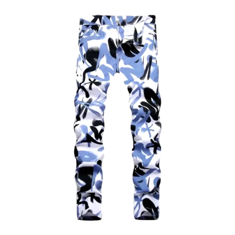 Boho Style Multicolor Men's Denim - Blue