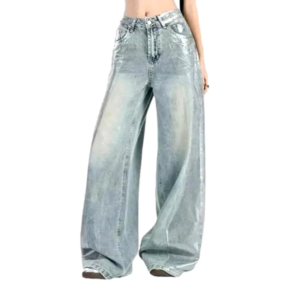 Boho Style Light Women's Jeans - Light Blue