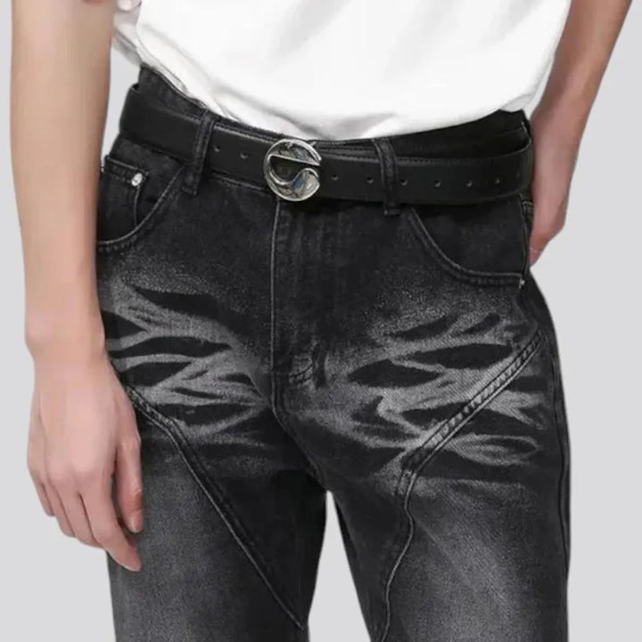 Sanded loose fit boho men's jeans