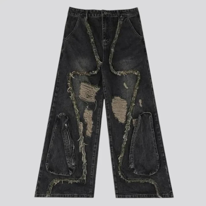 Boho grunge distressed men's jeans