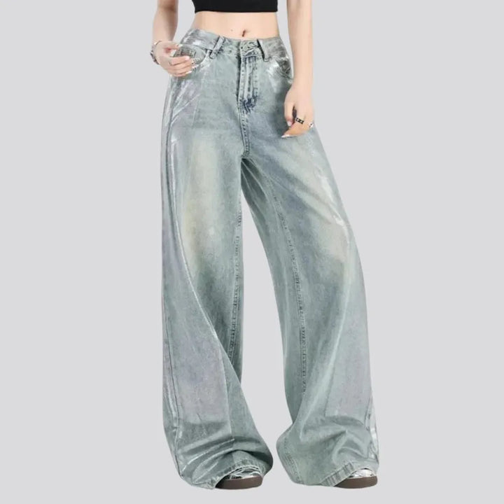 Boho style light women's jeans