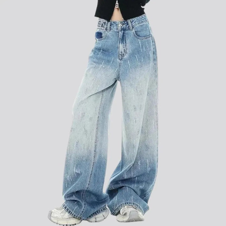 Baggy-fit gradient effect women's jeans