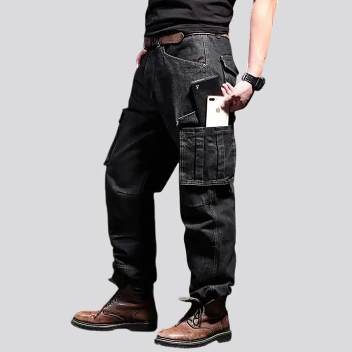 Mid rise loose worker men's jeans