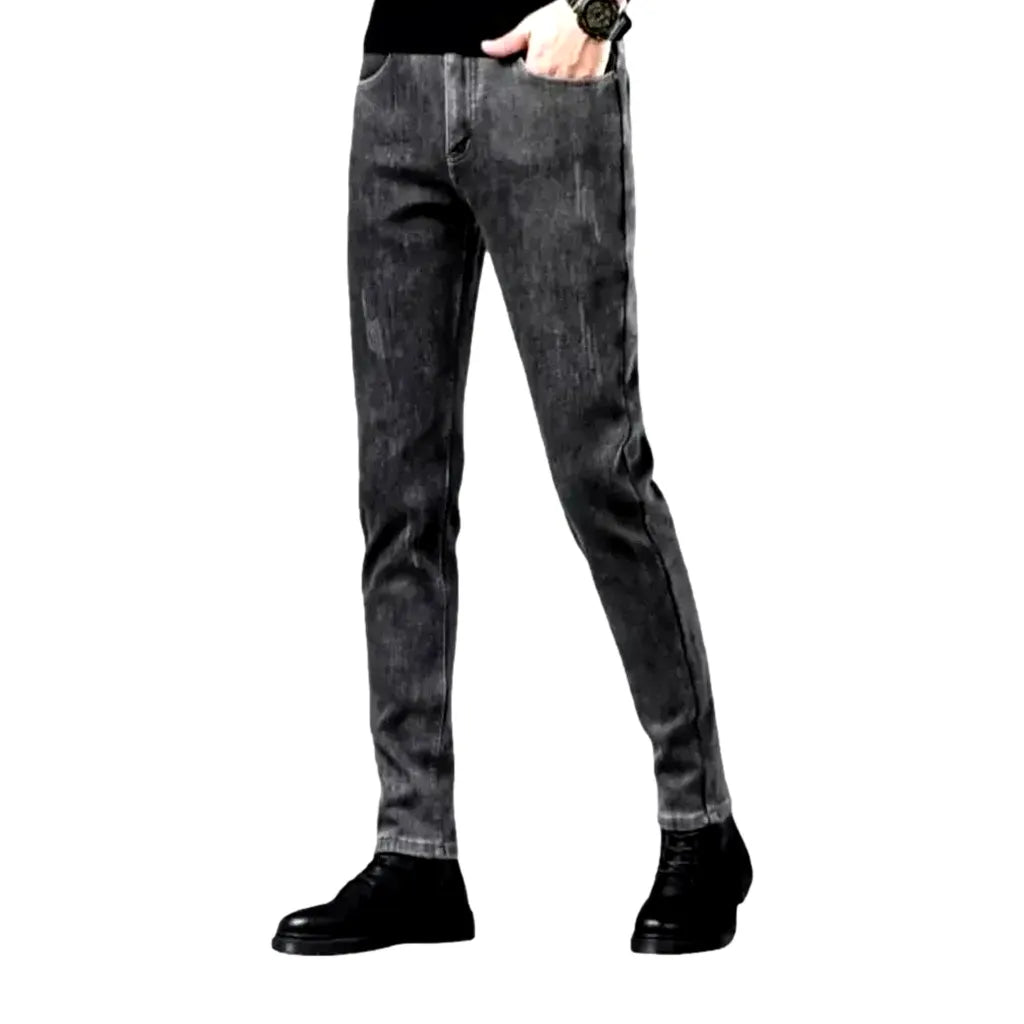 Stretchable Warm Men's Jeans - Grey