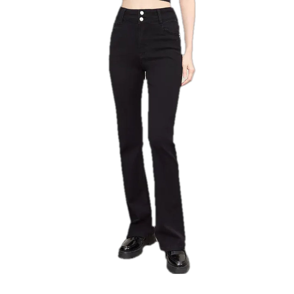 Fashionable Bootcut High Waist Jeans for Women - Black