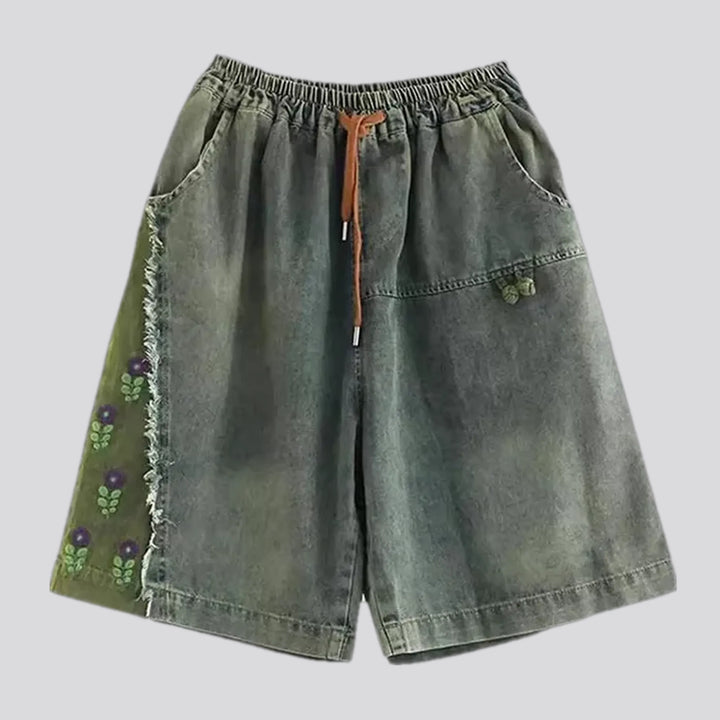 Vintage boho baggy women's jean shorts