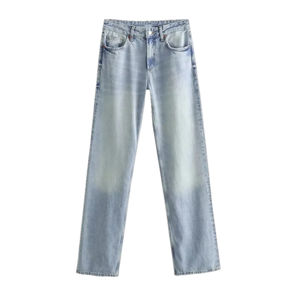 Faded Casual Jeans for Women - Light Blue