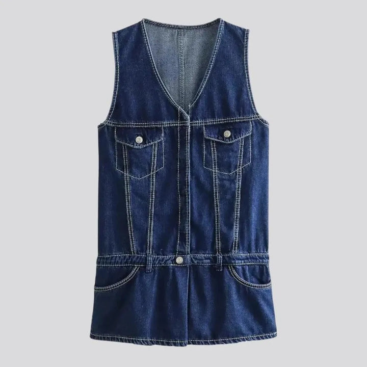 Regular fit trendy 90s denim vest for ladies