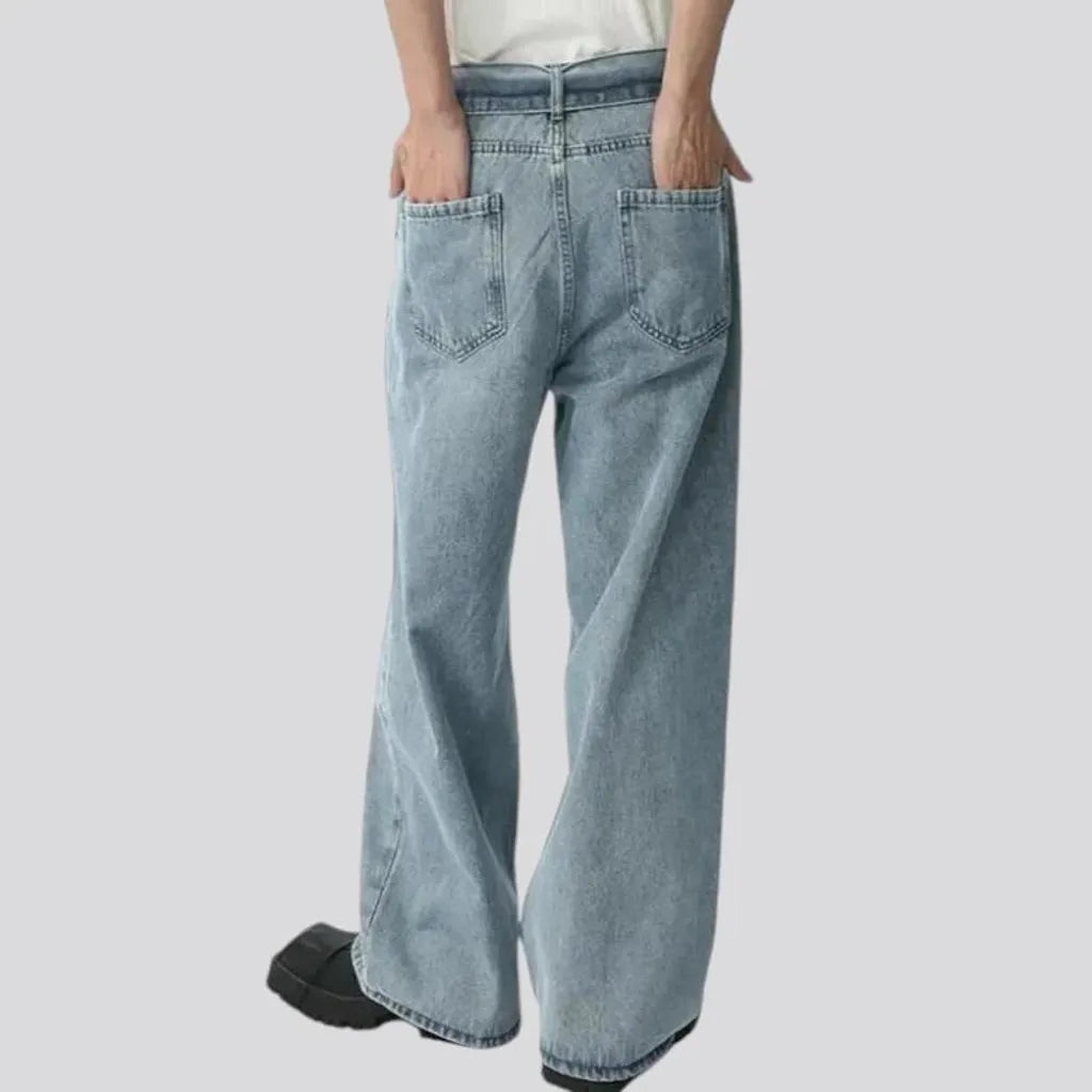 Light wash boho jeans for men