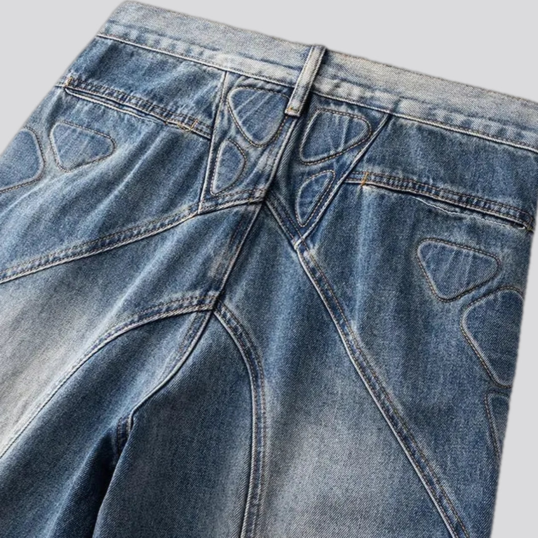 Art patterned boho midweight baggy jeans for men