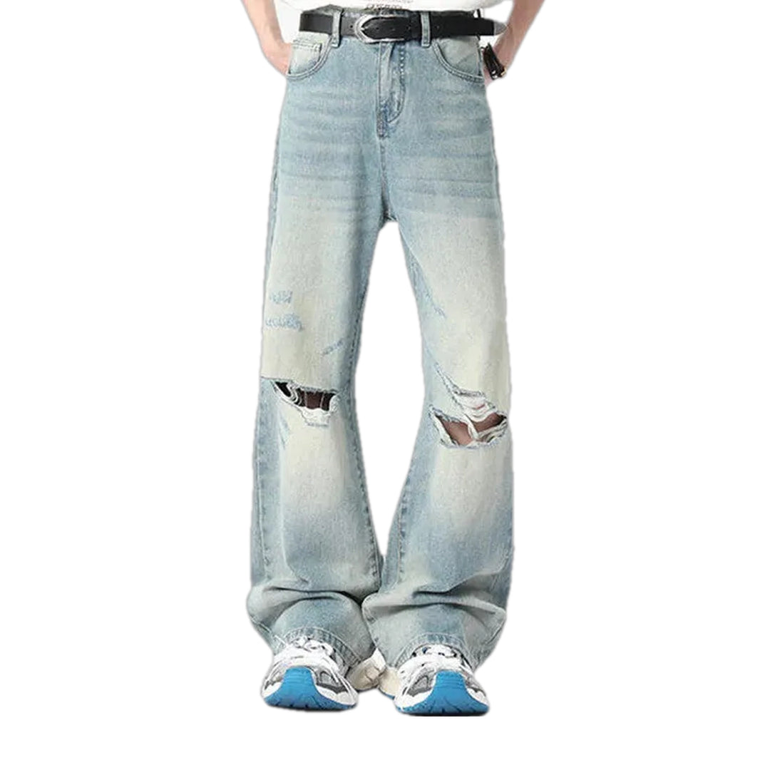 Midweight Distressed Jeans for Men - Light Blue