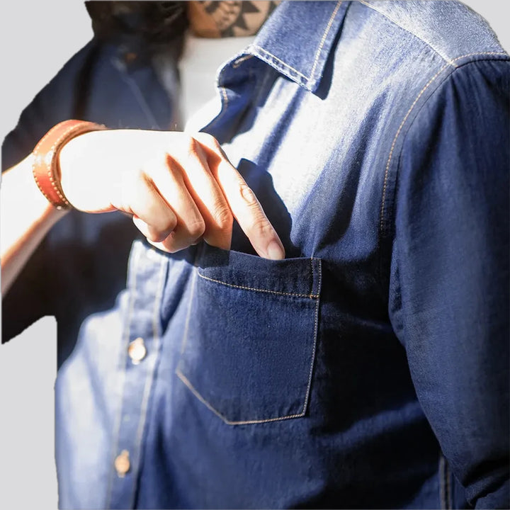 Regular fit casual men's jean shirt