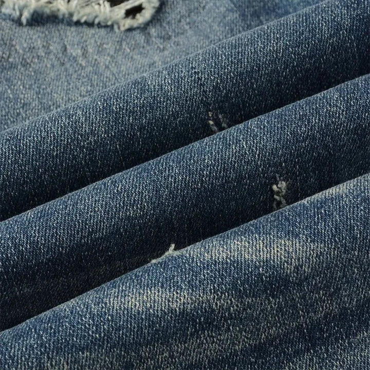 Mid-waist ripped stretchable skinny jeans for men