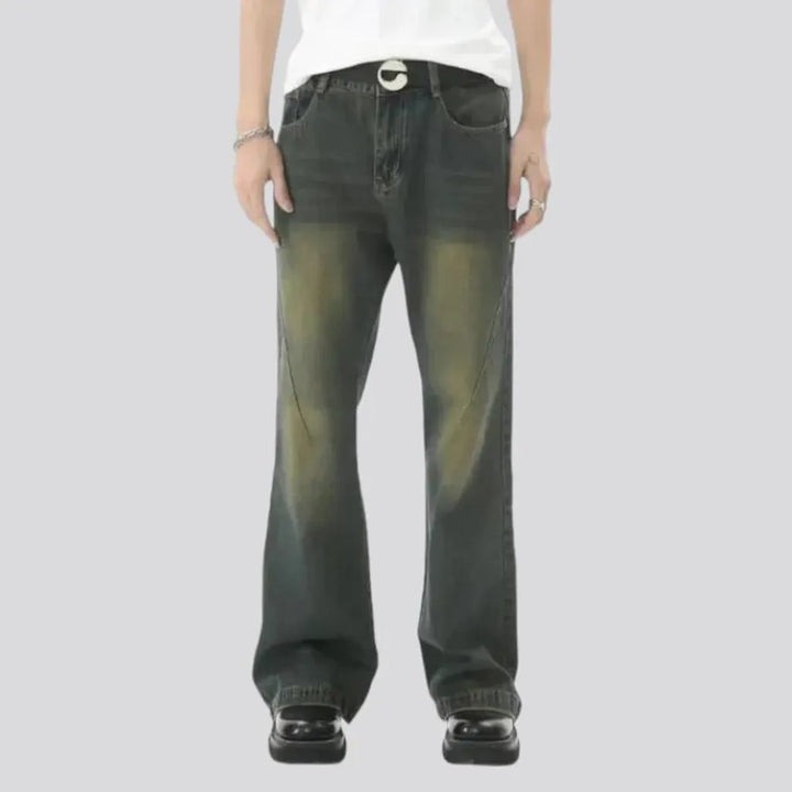 Sanded over dyed straight fit men's jeans