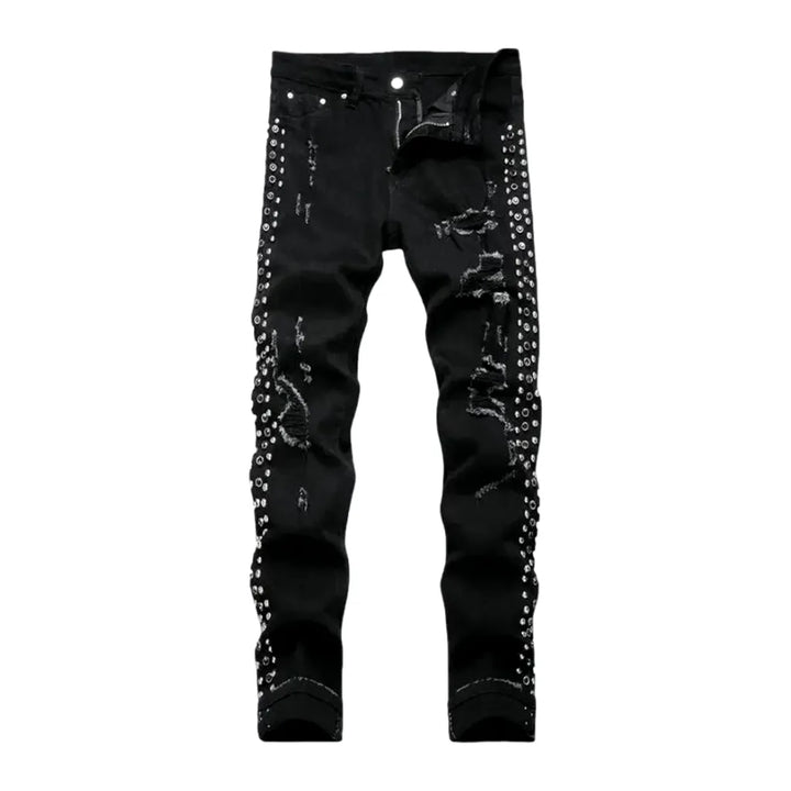 Skinny Fit Distressed Men's Jeans - Black