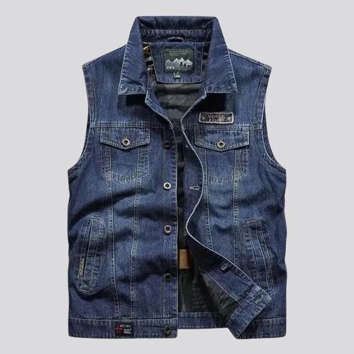 Vintage casual men's denim vest