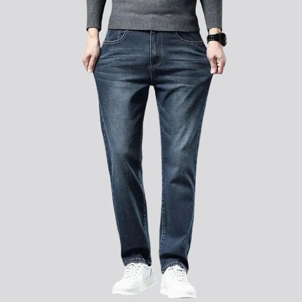 Casual style elastic high rise men's jeans