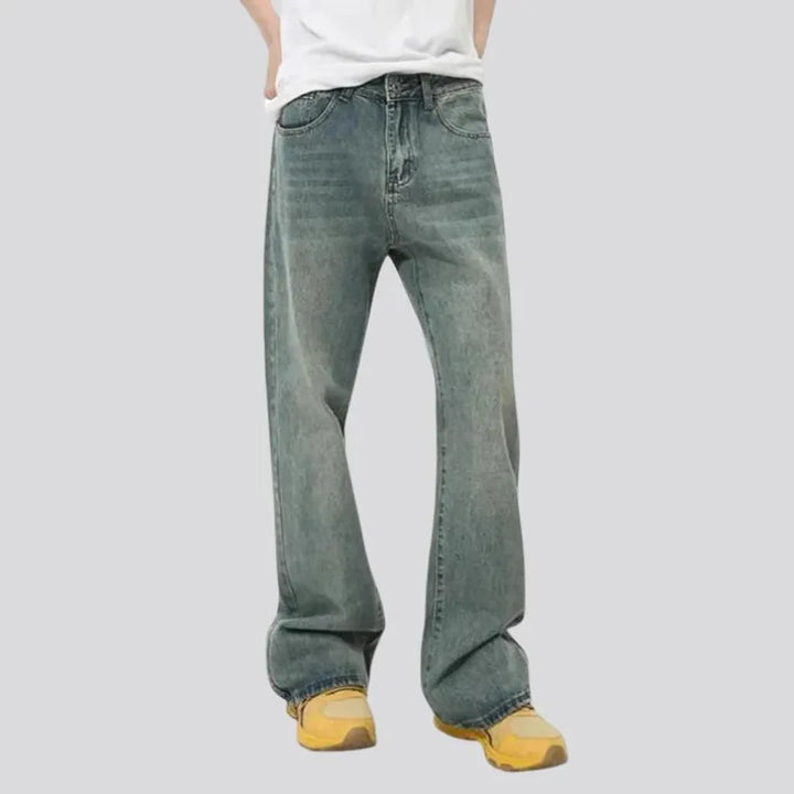 90s fashion roomy sanded men's jeans