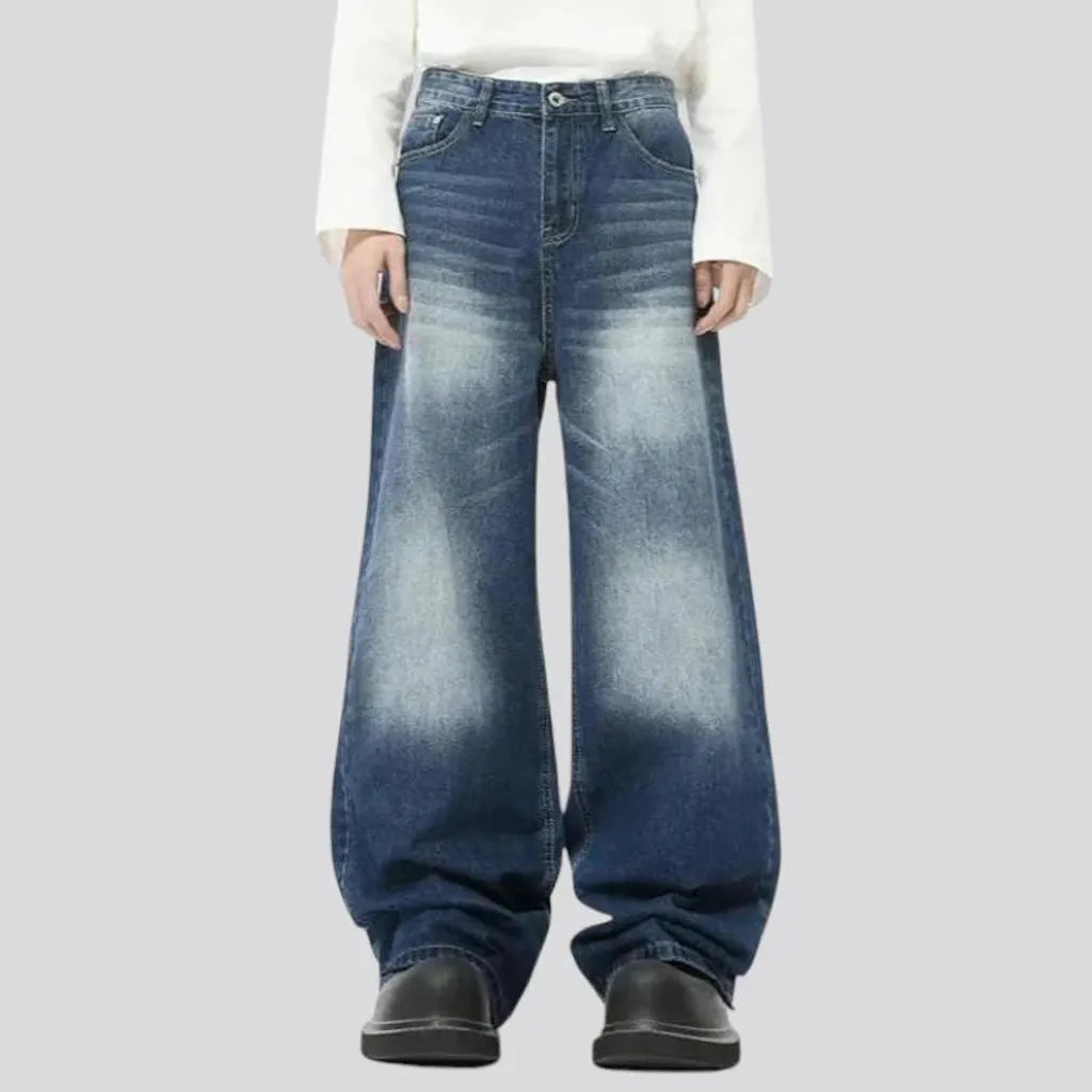 Baggy mid-waist 90s style men's jeans