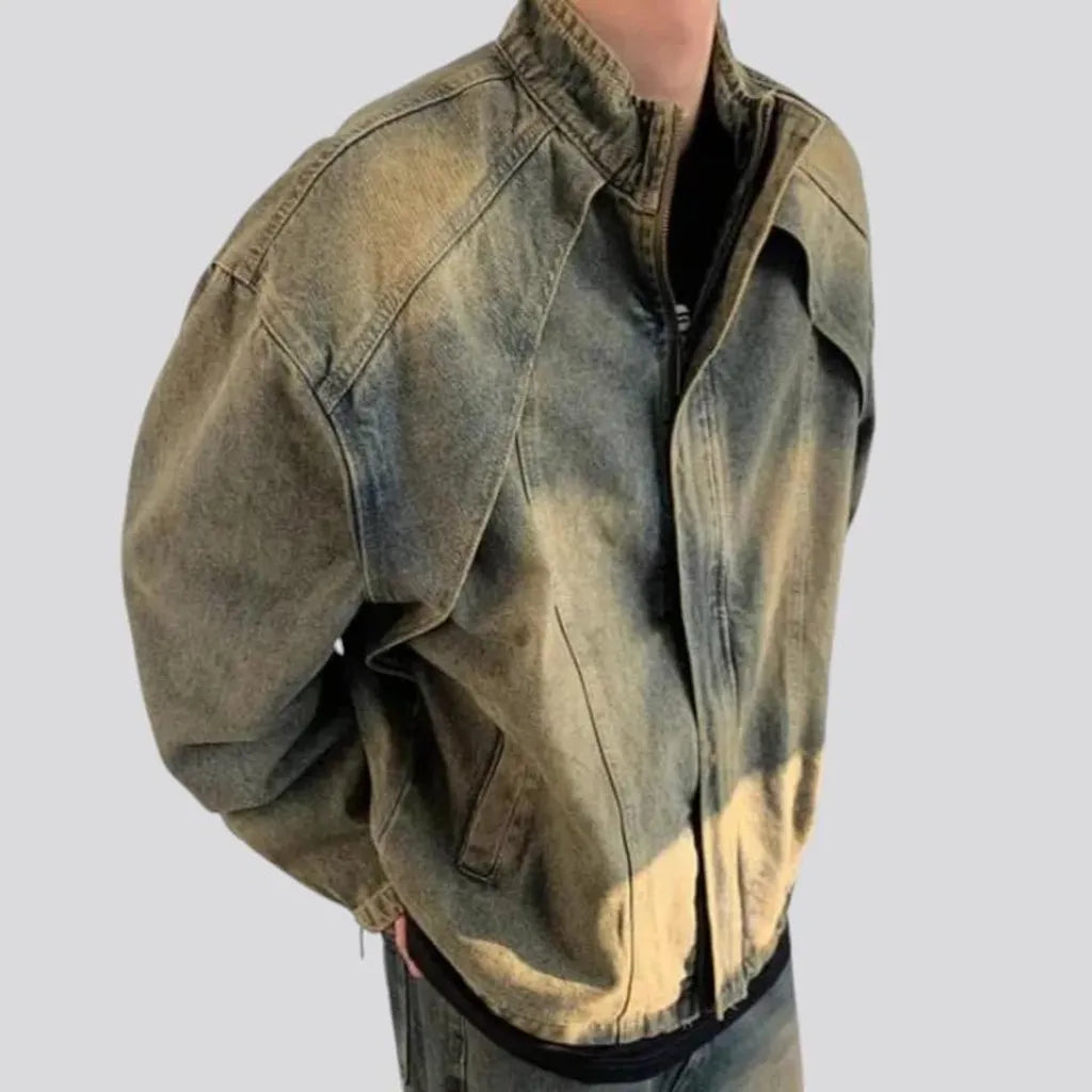 Sanded vintage style men's denim jacket