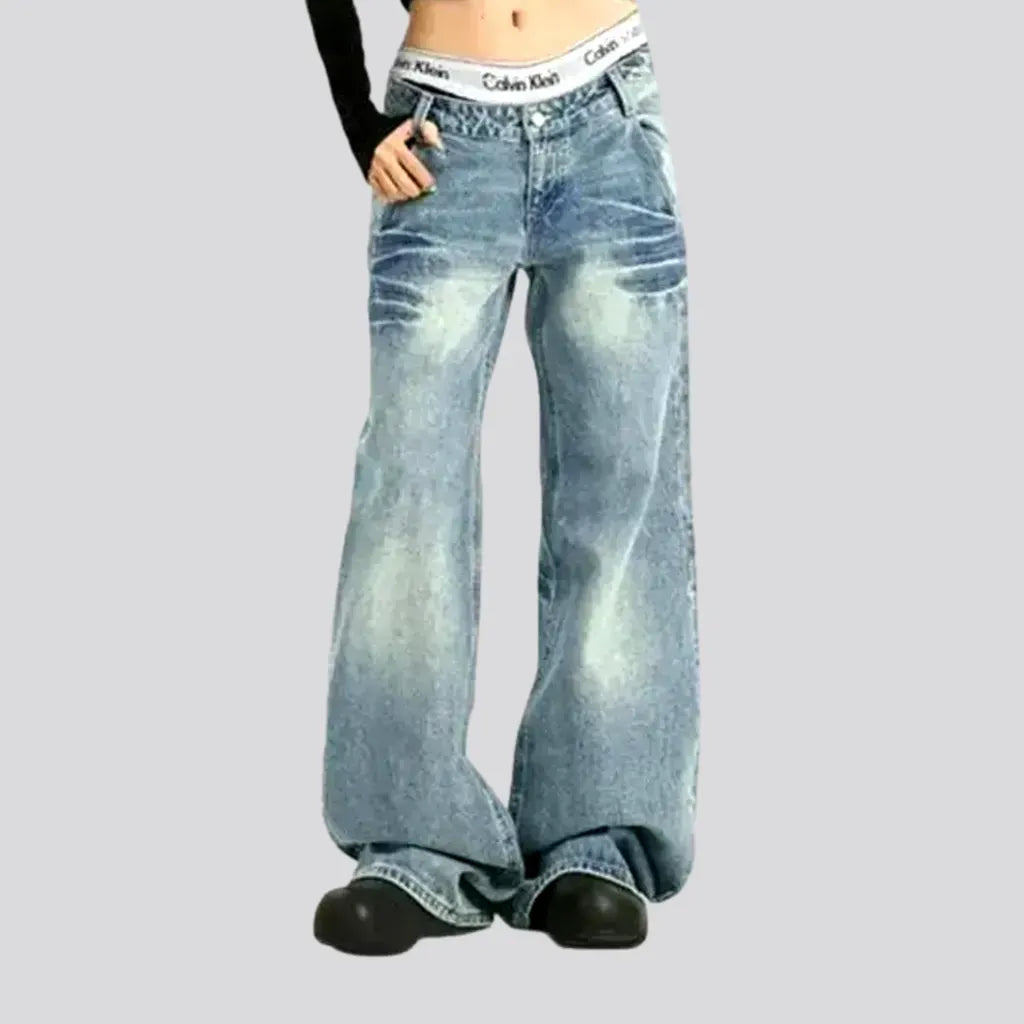 Vintage style high waist jeans for women