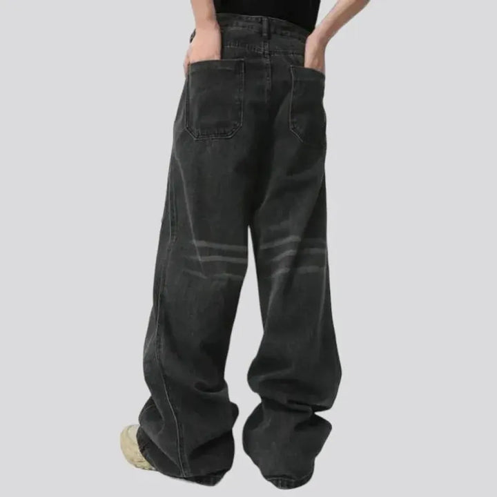 High-waist distressed jeans