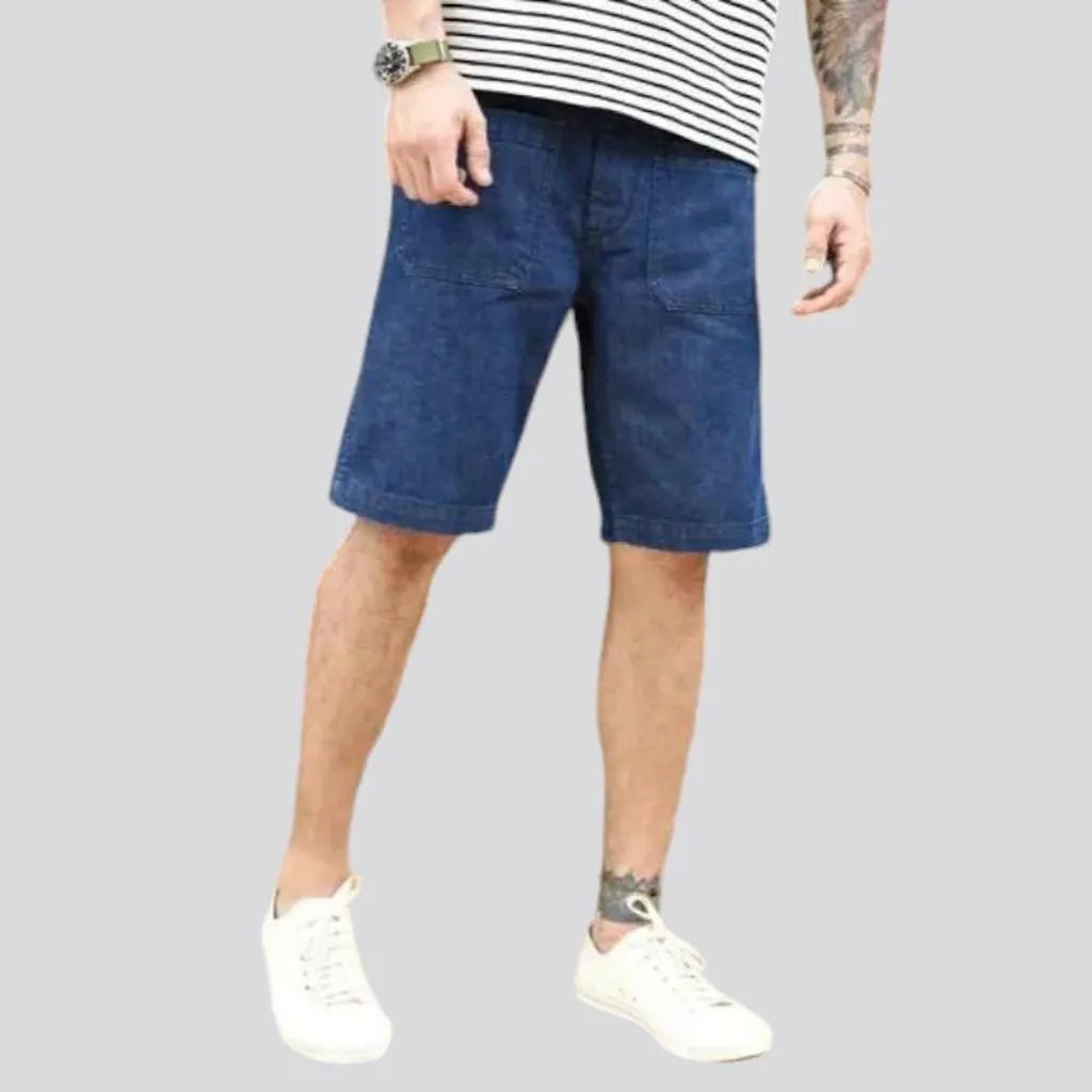 Loose fit light wash men's denim shorts