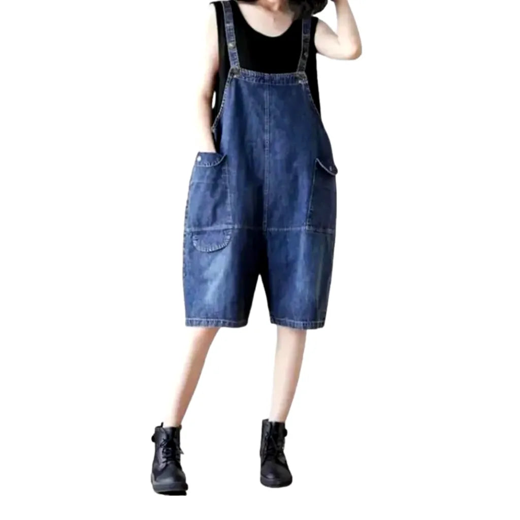 90s Jean Overall Shorts for Ladies - Blue