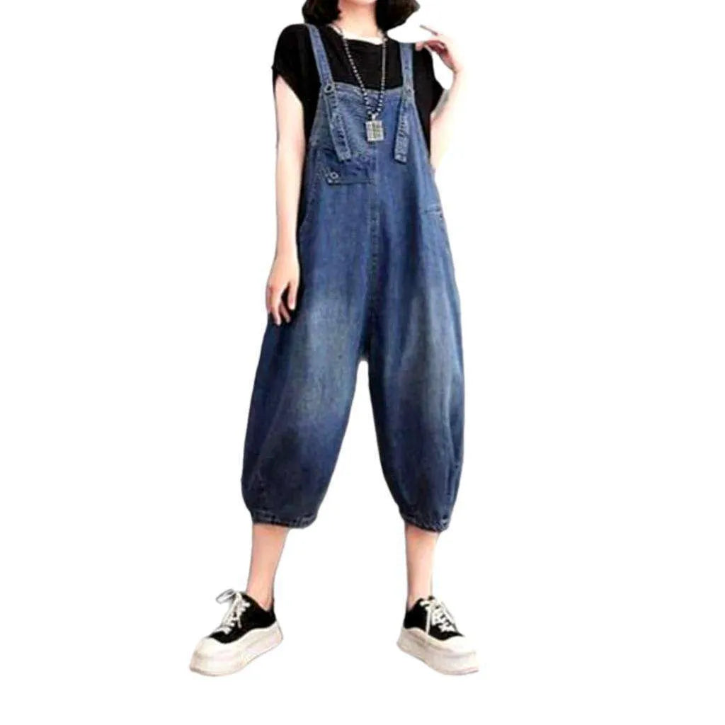 90s Style Denim Dungaree for Ladies - Blue