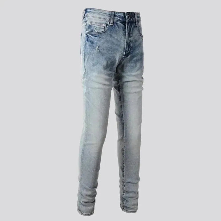 Skinny men's furrowed jeans