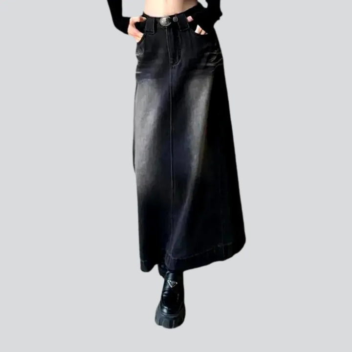 Maxi creased stylish jean skirt