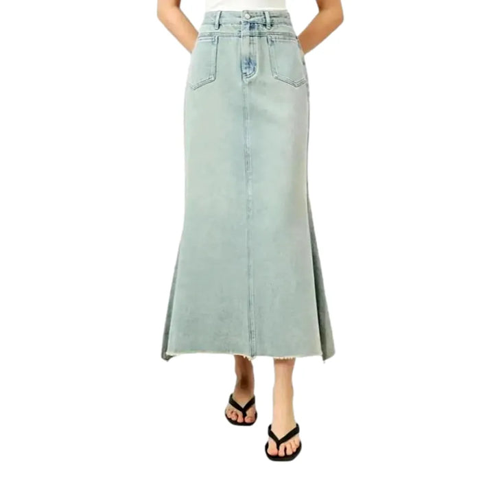 High-rise Casual Jean Skirt - Light Blue