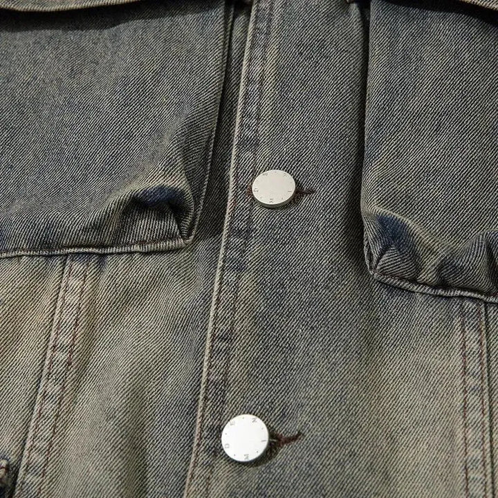Sanded voluminous denim jacket
 for men