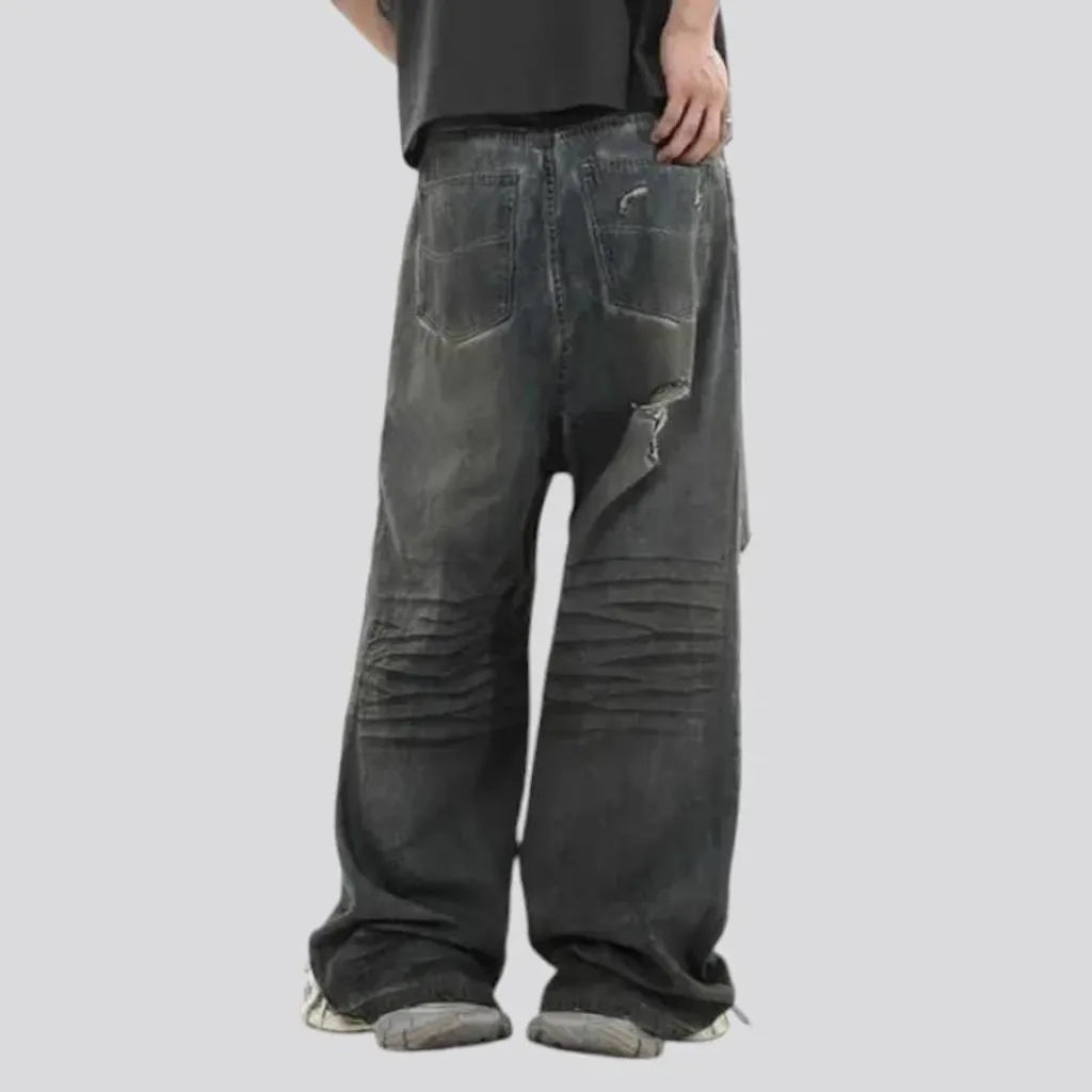 Grunge street style mid-rise men's jeans