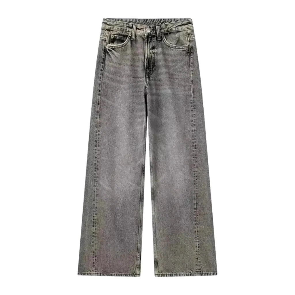 Sanded Mid-rise Women's Jeans - Grey