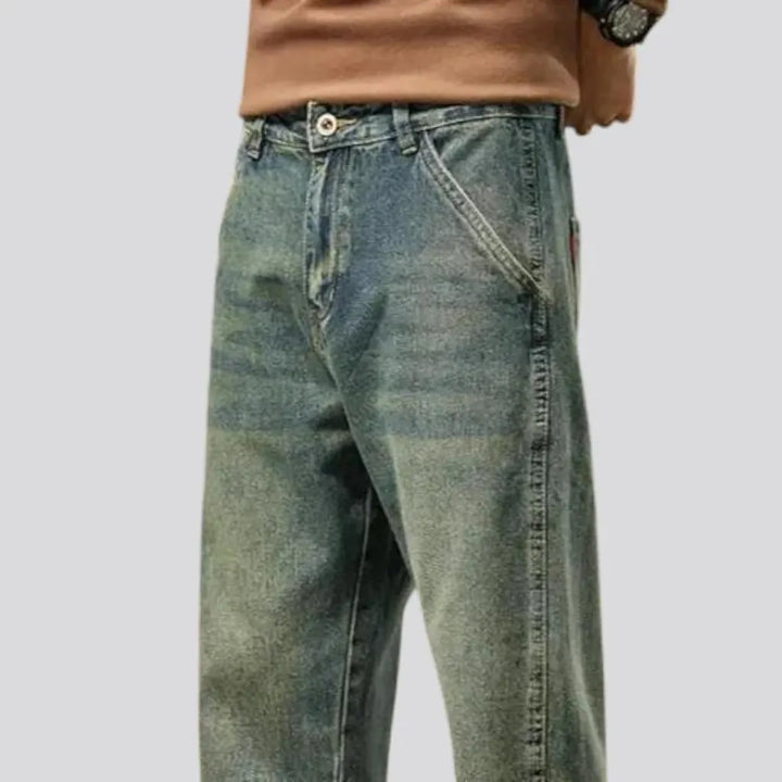 Vintage style roomy faded men's jeans