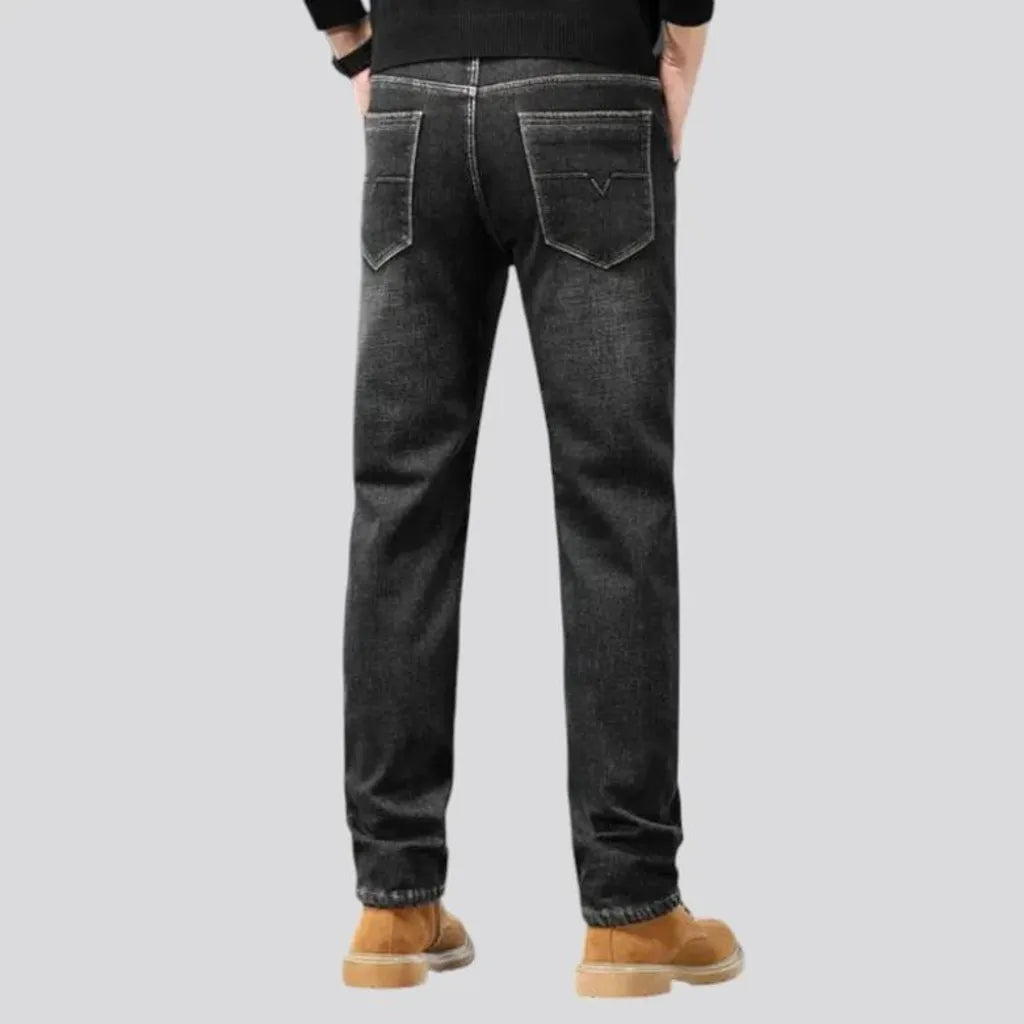 Stretchable abraded retro men's jeans