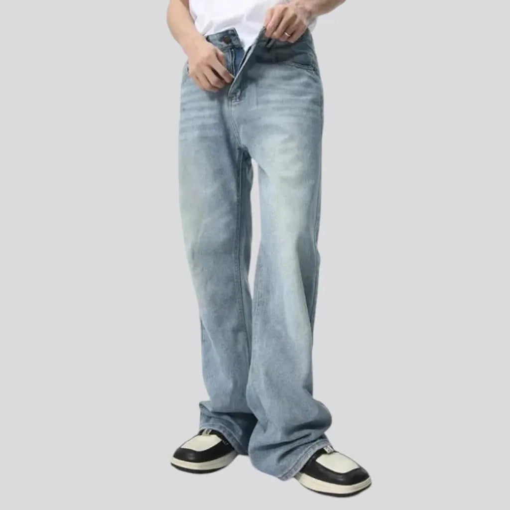 Mid rise light wash stylish men's jeans