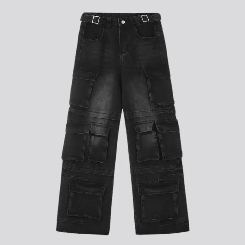 Vintage whiskered cargo men's jeans