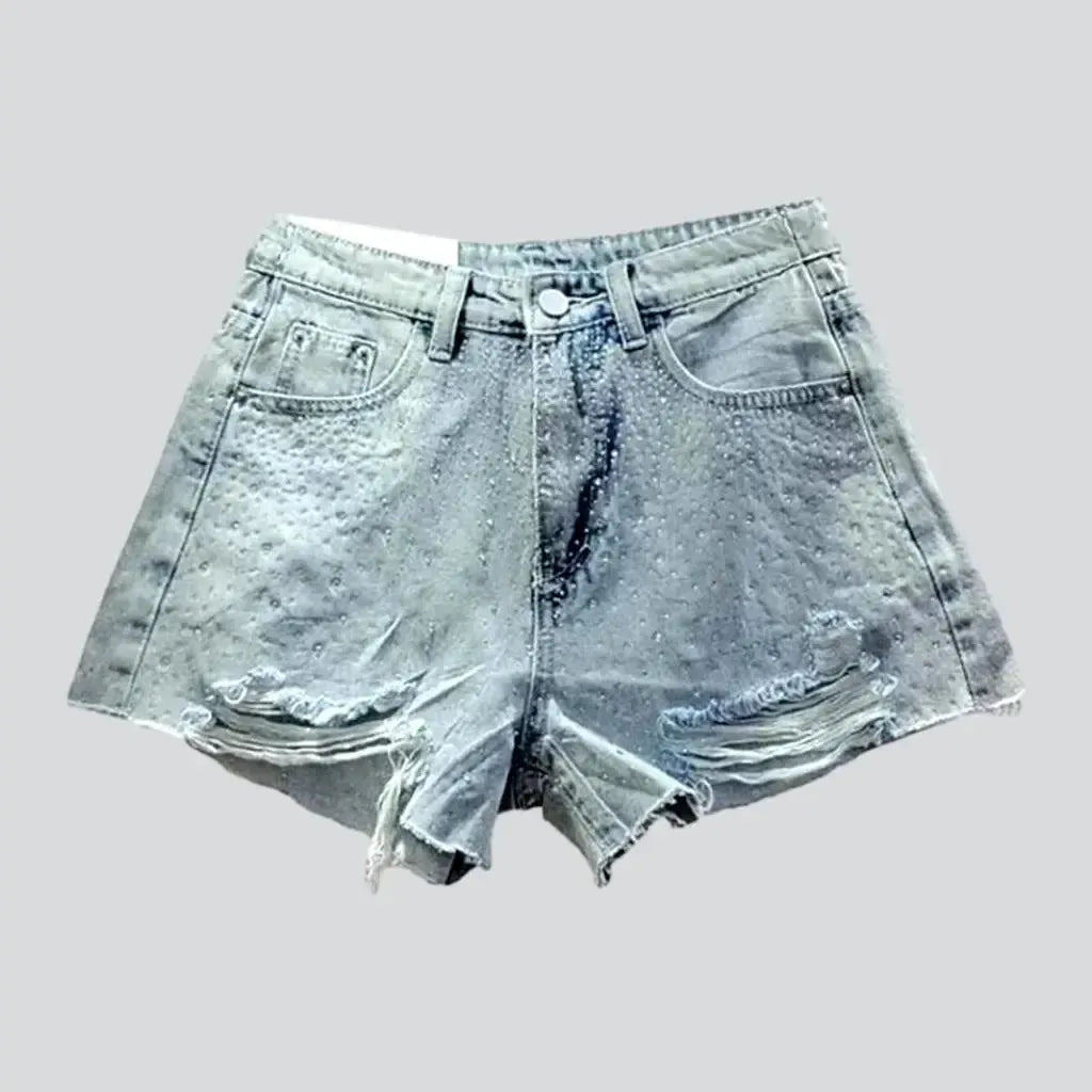 Straight frayed-hem women's jean shorts