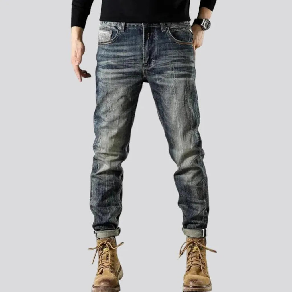 Stretchable dark jeans for men