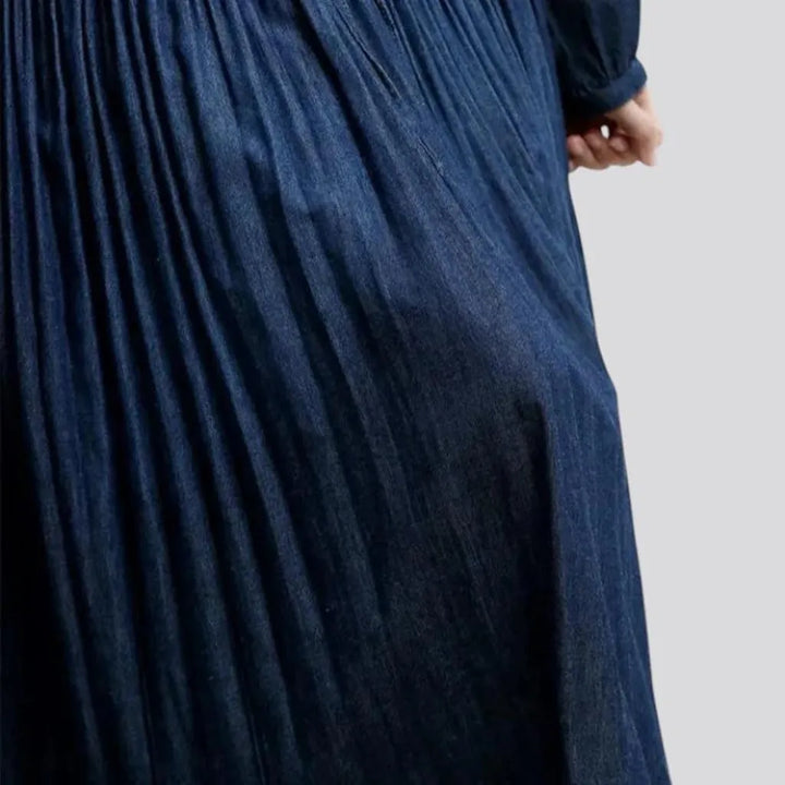 Maxi smocked waist jean dress