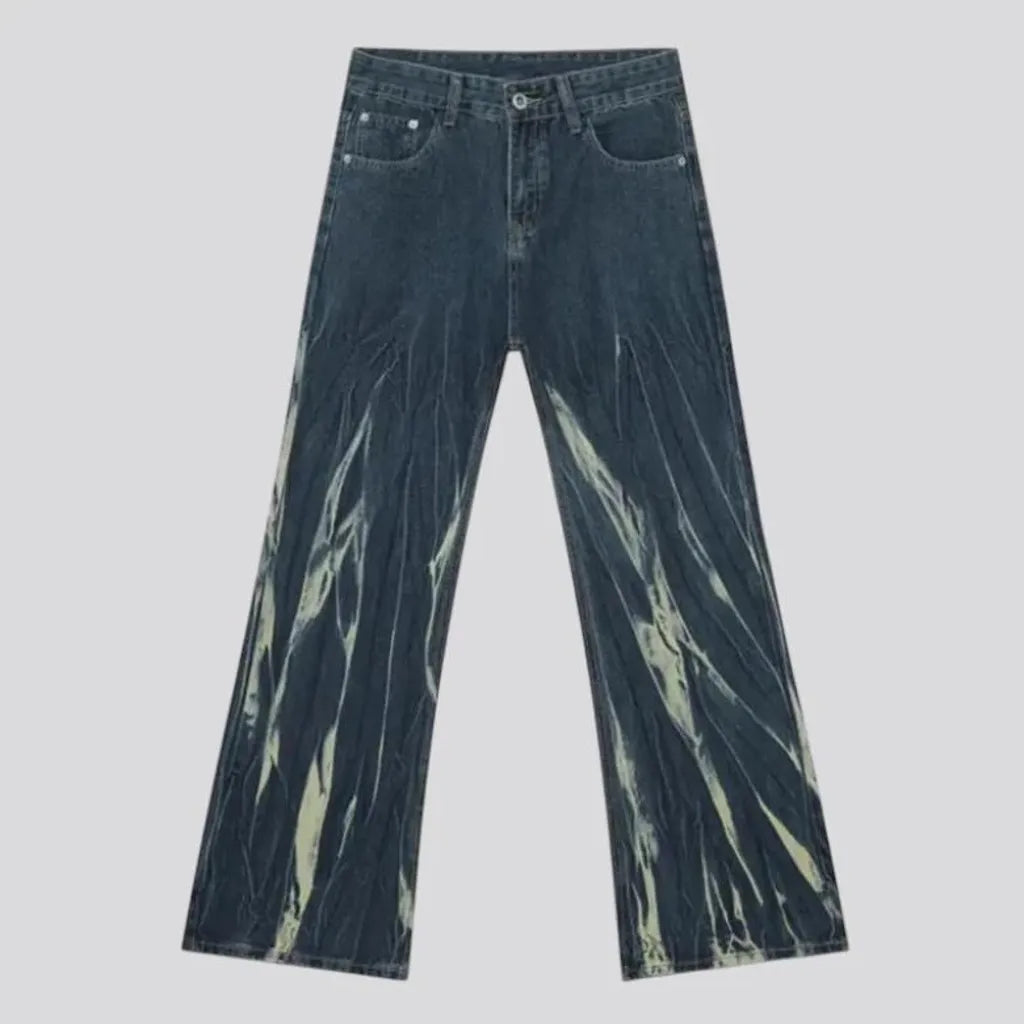 Flared y2k fashion painted baggy men's jeans