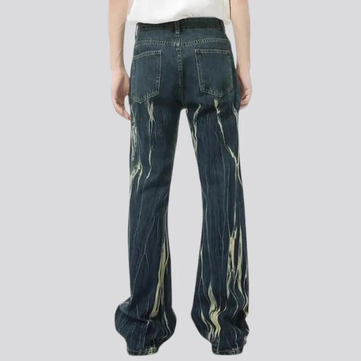 Flared y2k fashion painted baggy men's jeans