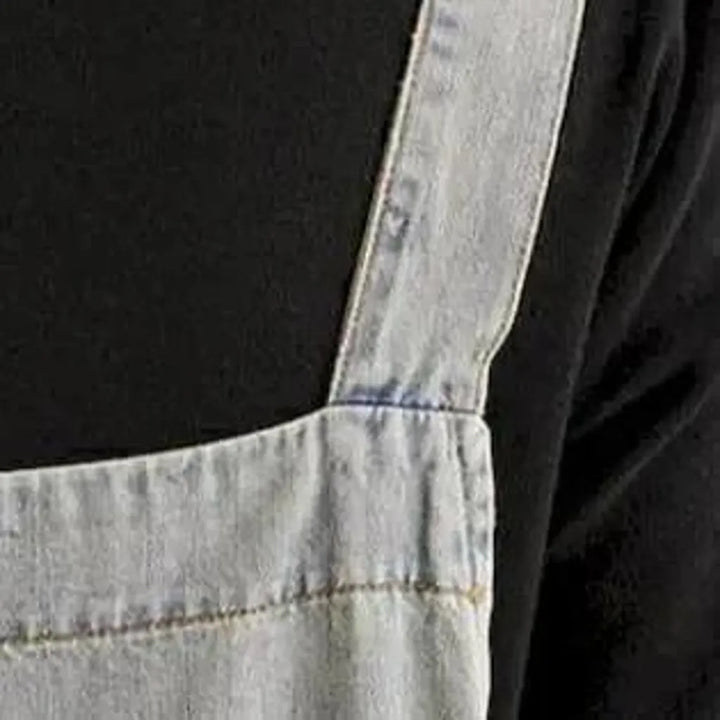 Vintage sanded jeans romper
 for women