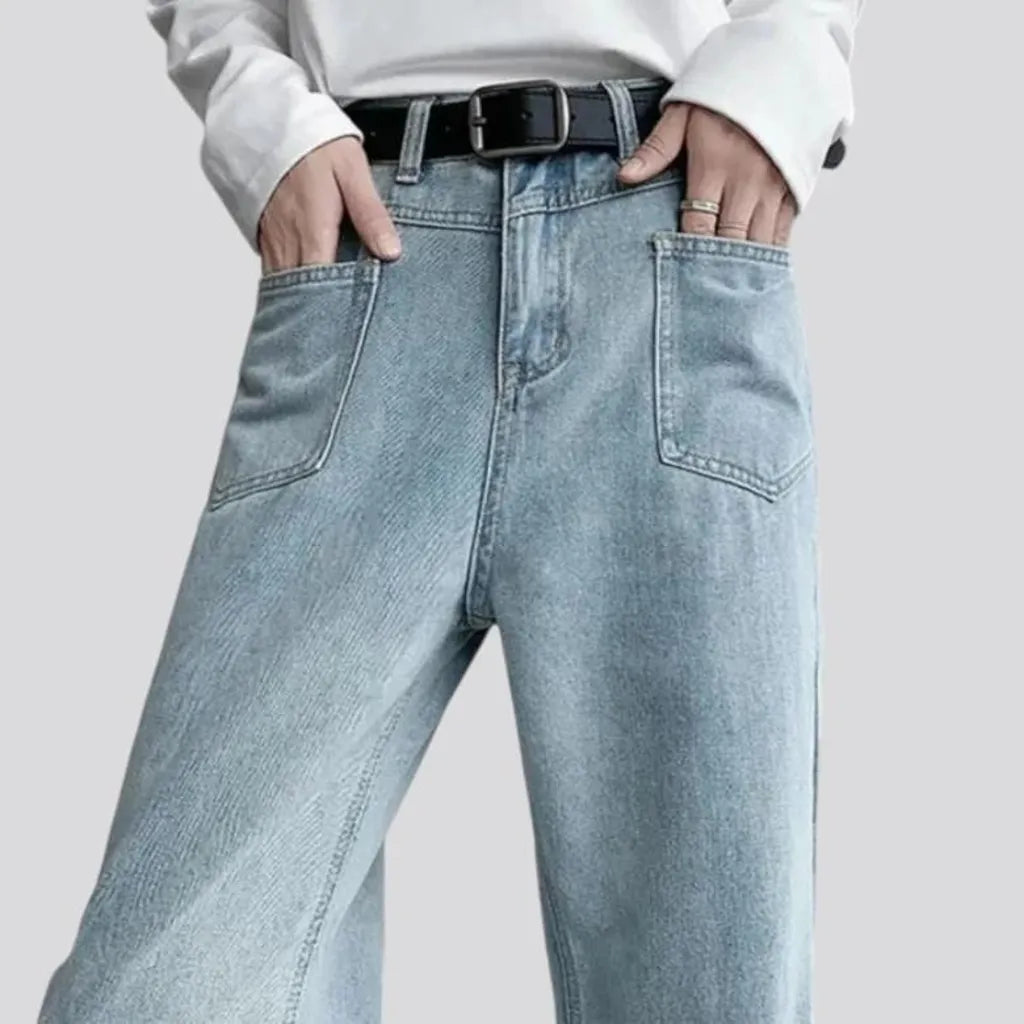 Mid rise light wash men's jeans